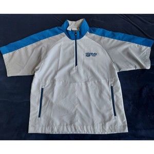 NWOT Mens Footjoy White/Blue/Gray 1/4 Zip SS DuBois C.C. Wind Jacket Size M